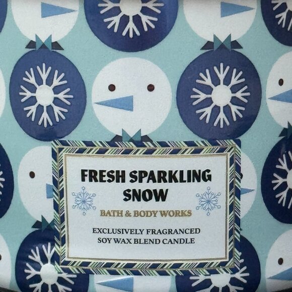 BBW Fresh Sparkling Snow Bath & Body Works 3 Wick Candle - Picture 3 of 10